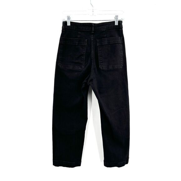 EVERLANE Black Wash High Rise Straight Leg Crop Denim Jeans Size 4 Short - Picture 2 of 7